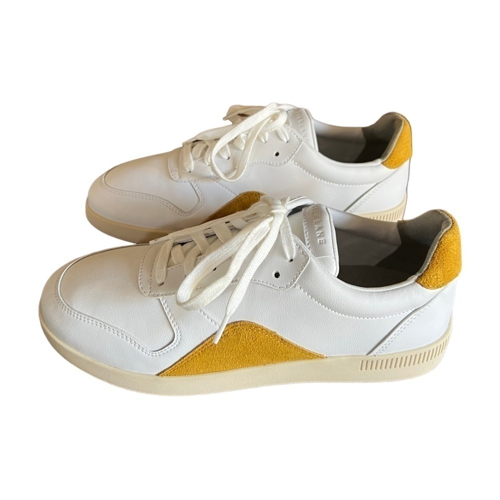 NWOB The ReLeather Court Sneaker White Mustard F9/M7 - Picture 6 of 10